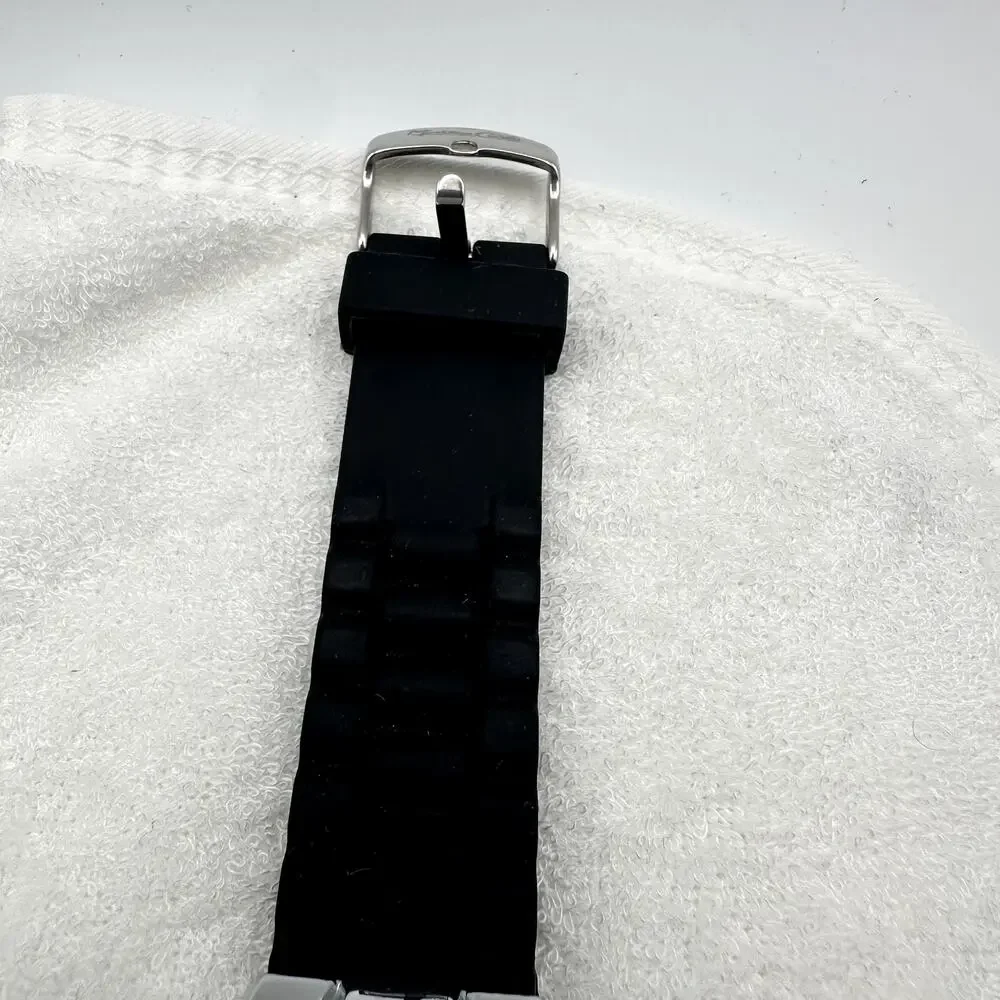 Montres Carlo MC Rhinestone Bezel Black Silicone Quartz Watch